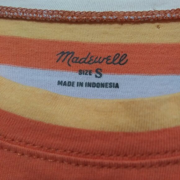 Madewell Tee Shirt Orange Stripe Embroidered Daisy Short Sleeve Womens Small - Picture 4 of 8